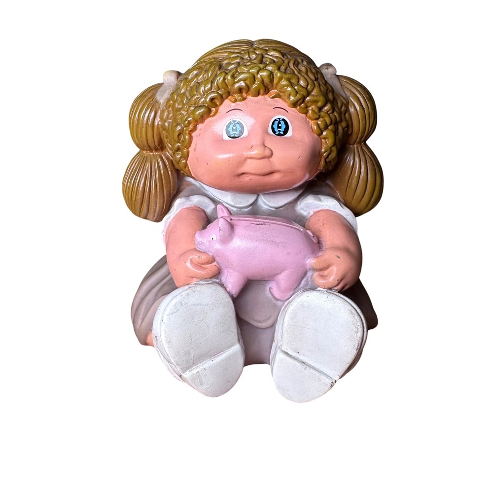 Vintage 1983 Cabbage Patch Kids Girl Piggy Bank Vinyl Coin Bank 6 Inch Blonde
